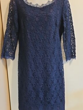 Joseph Ribkoff Navy Floral Lace Midi Dress